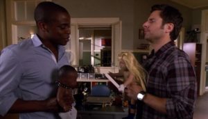 Gus and Shawn (Dulé Hill and James Roday) playing before the rumble.
