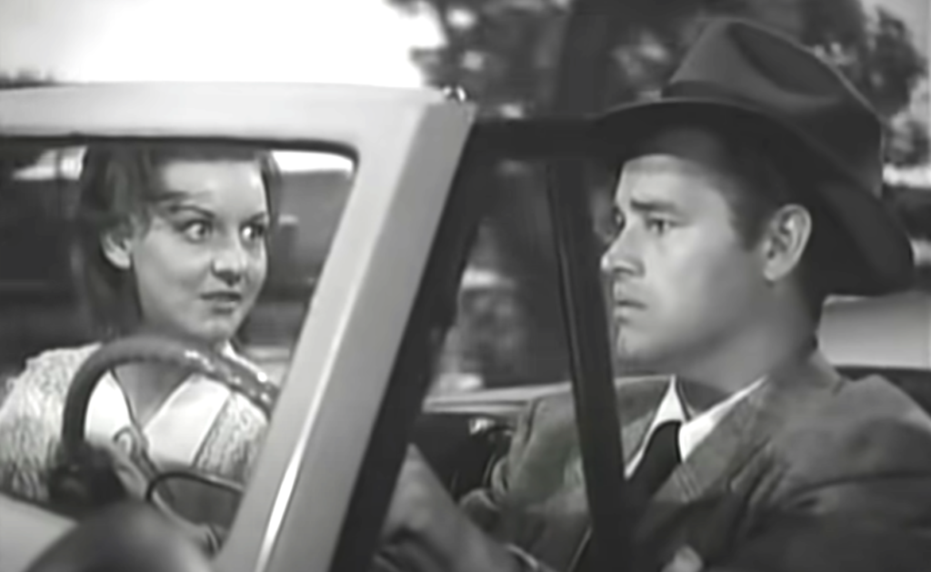 Ann Savage and Tom Neal in Detour (1945).
